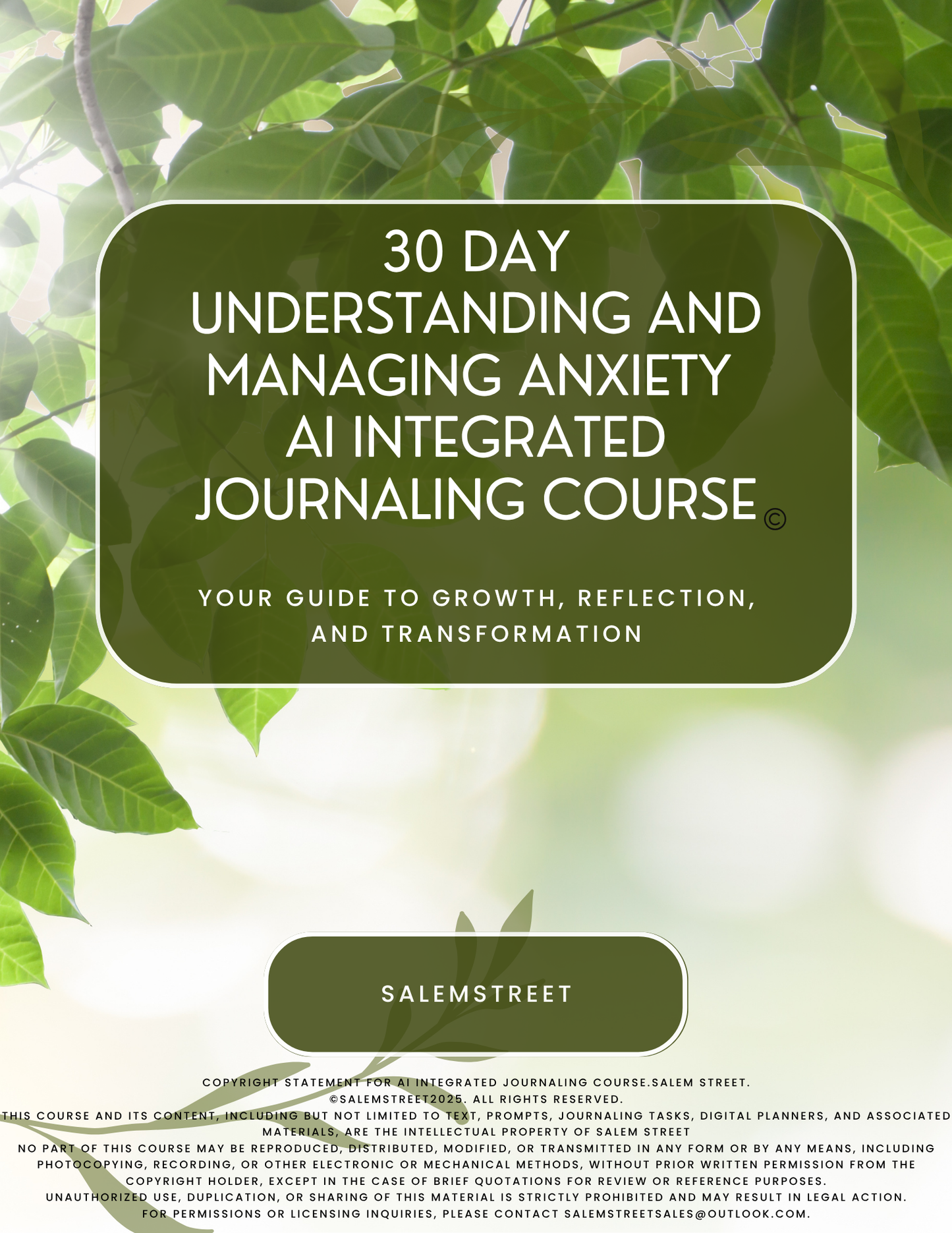 30 Day UNDERSTANDING AND MANAGING ANXIETY Course