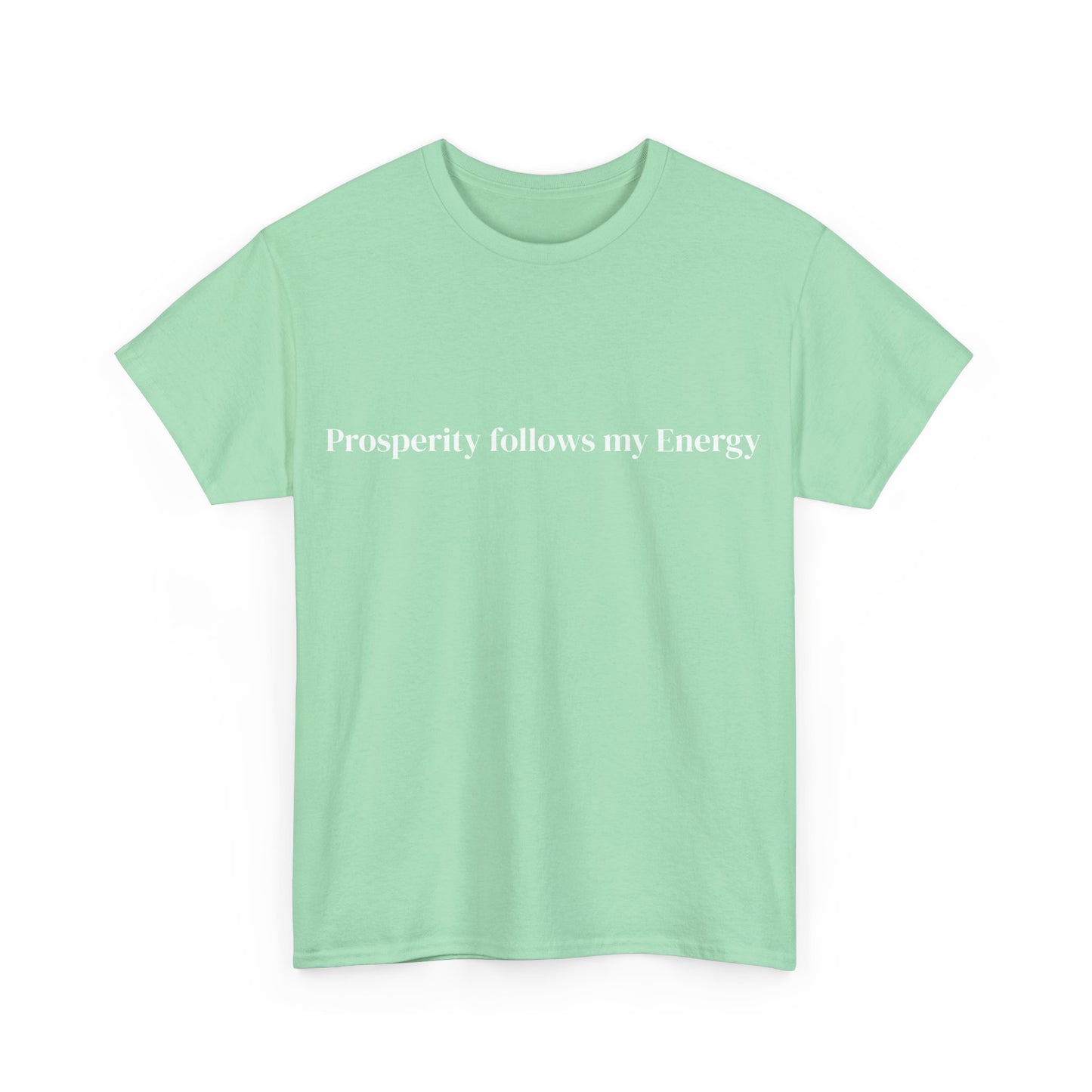 Prosperity follows my Energy, Affirmations Tee, Motivational Quote Tee, Everyday Casual Shirt, Spiritual, mindful living empowerment t-shirt