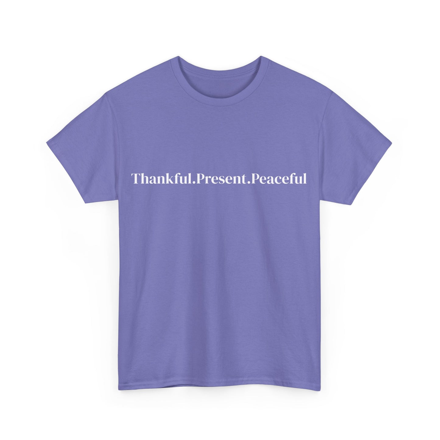 Thankful.Present.Peaceful, Affirmations Tee tshirt, Motivational Quote Tee, Everyday Casual Shirt, Spiritual, mindful living empowerment t-shirt